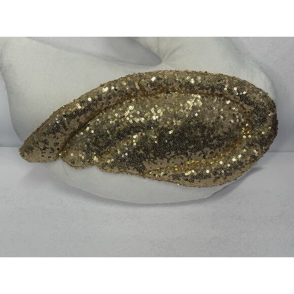 White Plush Swan Shaped Accent Pillow Gold Sequins NWT Coveted Home Decor - Picture 3 of 9
